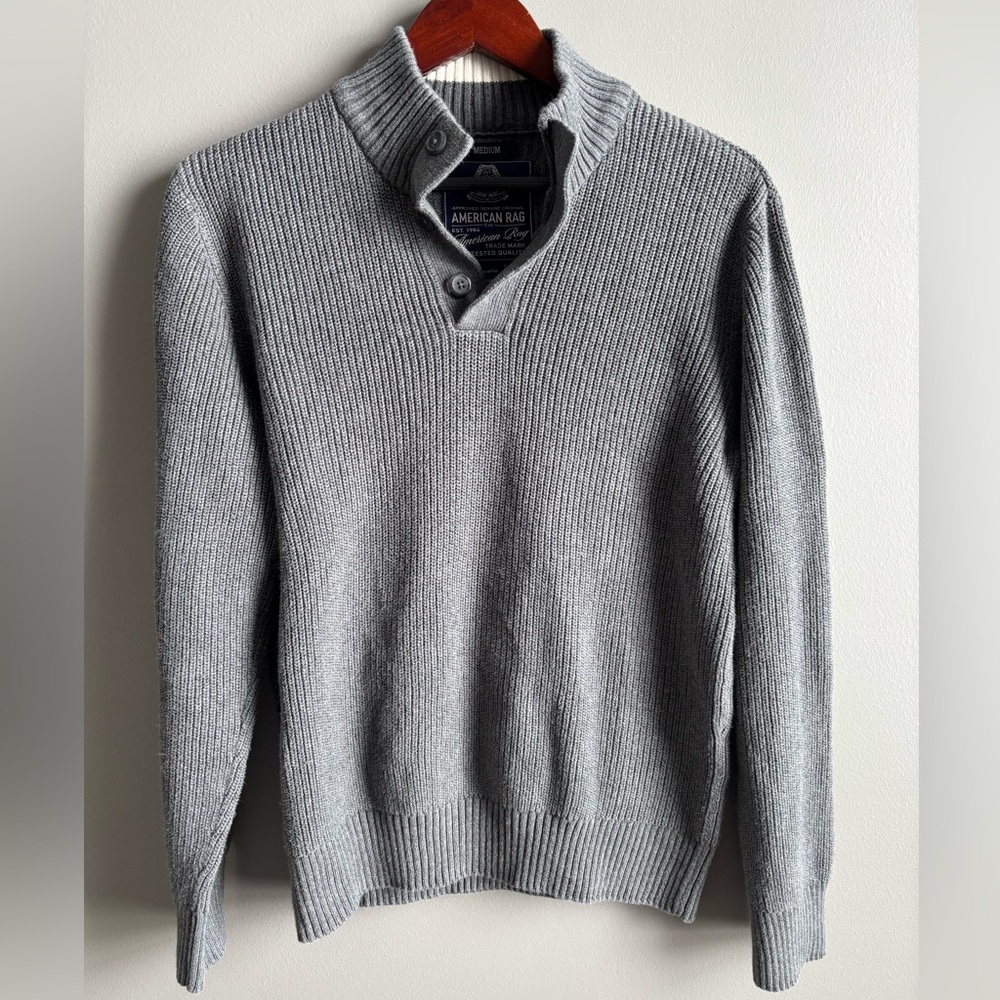American Rag Men’s 100% Cotton Quarter Button Up Sweater